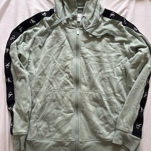 Calvin Klein Jeans Mint Green Zip-Up Hoodie with CK Hardware